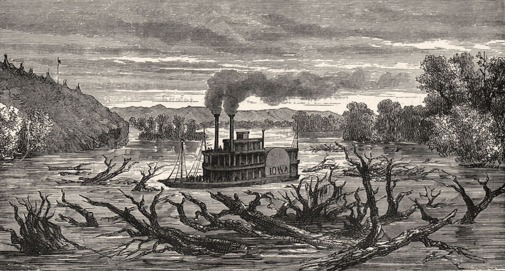 MISSOURI. Ship, Lower c1880 old antique vintage print picture